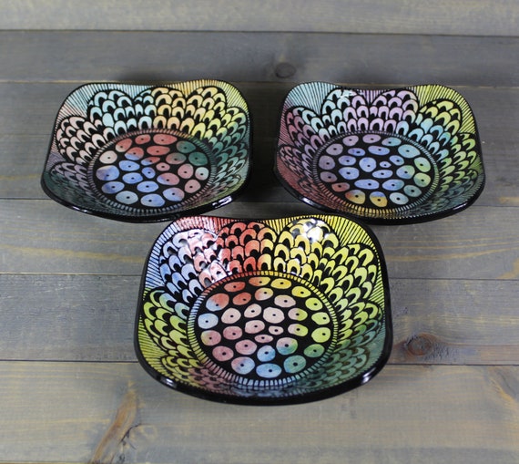 Bowls Black and White Bowls Set of 3 Ceramic Bowls Condiment Dishes