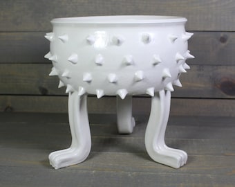 Ceramic Planter - Grouchy Planter Pot with Spikes and Sculpted Feet - Succulent Pot