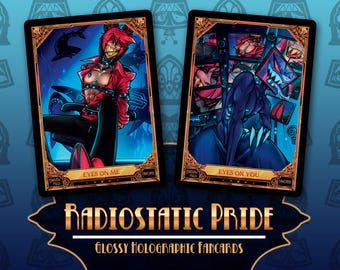 Hazbin Hotel Alastor Vox Radiostatic Pride Fancards