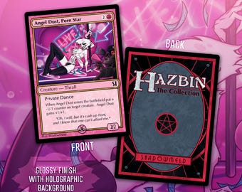 Hazbin Hotel Angel Dust Fancard TCG Style