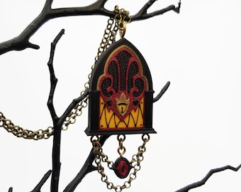 Alastor Cathedral Radio Pendant Necklace Red and Black