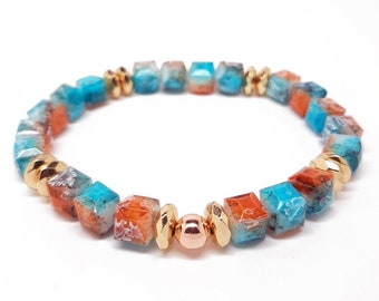 Blue and Orange Cube Bracelet