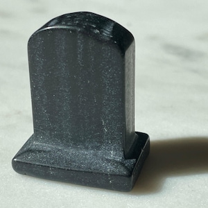 Black Tourmaline Tombstone 1.25 Inch Crystal Carving
