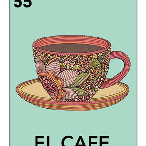 El Cafe Mexican Lottery style /Kitchen / Kitchen Decor / Decoration / Illustration / Coffee Shop/ Coffee Shop Art image 2