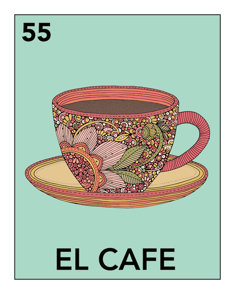 El Cafe Mexican Lottery style /Kitchen / Kitchen Decor / Decoration / Illustration / Coffee Shop/ Coffee Shop Art image 2