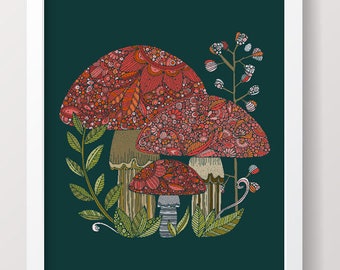 Little mushroom forest, mushroom art, mushrooms, cute mushrooms, cottage core vibes, cottage core aesthetic, wall art, wall decor