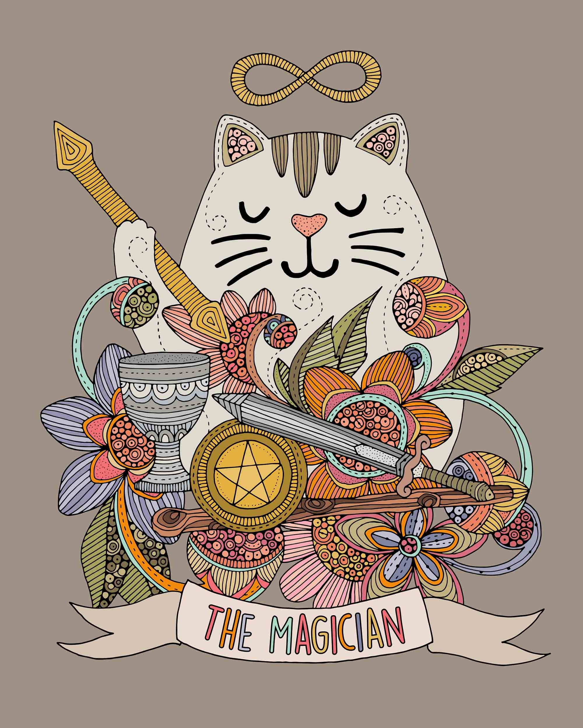 The Cat Magician Tarot El Mago the Magician Whimiscal Cat 