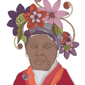 Harriet Tubman - American abolitionist, Harriet Tubman Art, Harriet Tubman Art wall, inspirational art, Harriet Tubman Print, Line Art