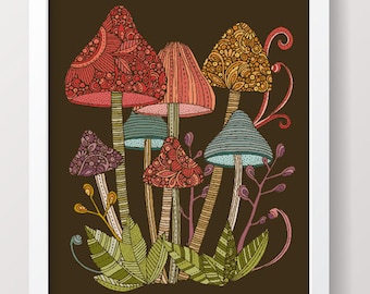 Little mushroom forest 3, mushroom art, mushrooms, cute mushrooms, cottage core vibes, cottage core aesthetic, wall art, wall decor