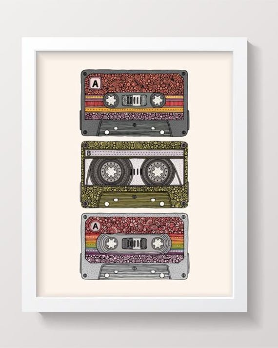Mix Tape Art Print: 80s-90s Nostalgia Wall Decor - Etsy