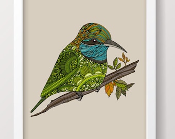 Paulo the Asian green bee eater- bird print, birding, bird watching, nature, home decor, art decor