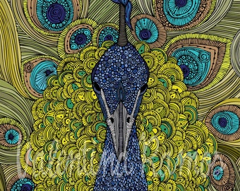 Mr. Pavo Real/ the peacock -Decor - Room decor - Flowers - Doodle Art - Flowers Print Decor - Animal Print Decor -  peacock print