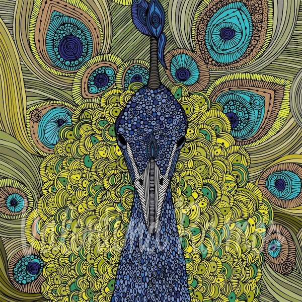 Mr. Pavo Real/ the peacock -Decor - Room decor - Flowers - Doodle Art - Flowers Print Decor - Animal Print Decor -  peacock print
