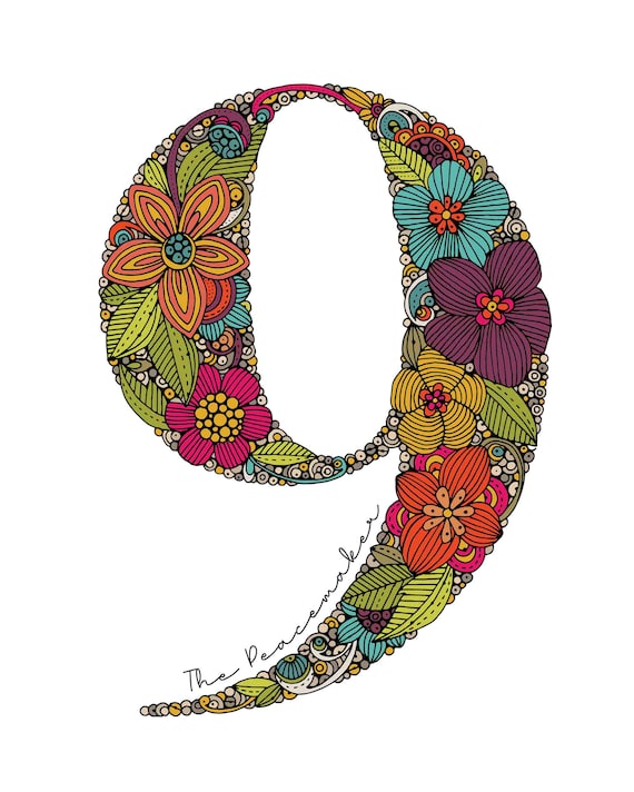 Enneagram Type 9 Art Print: the Peacemaker Floral Design - Etsy