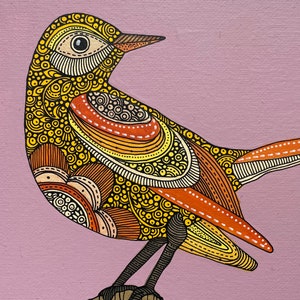 Beatrice Original painting 8x8 Pen and ink art bird art image 2