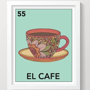 El Cafe Mexican Lottery style /Kitchen / Kitchen Decor / Decoration / Illustration / Coffee Shop/ Coffee Shop Art image 1