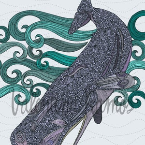 Deep Violet - the whale - Decor - Room decor -  Doodle Art - Print Decor - Animal Print Decor - whale print - whale art