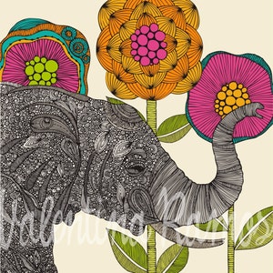 elephant Print - cute elephant - Home Decor - Animal Art - Playroom Decor-Decor - Room decor - Flowers - Doodle ArtAaron the elephant  print