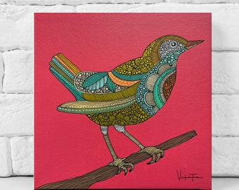 Susie- Original painting 8x8 - Pen and ink art - bird art