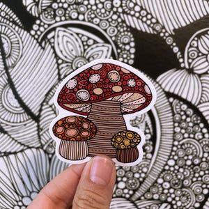 Mushrooms Sticker, Vinyl Sticker, Small sticker,Laptop Sticker, Water Bottle Sticker, Mushrooms, Fungo, Fungi, Cute, trendy mushrooms