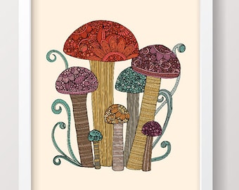 Little mushroom forest 2, mushroom art, mushrooms, cute mushrooms, cottage core vibes, cottage core aesthetic, wall art, wall decor