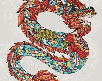 Year of the Dragon Art Print: Chinese Zodiac 2024 (8x10 Inches)