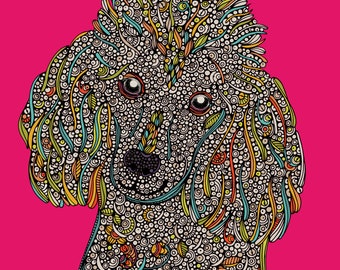 Vivi el caniche Arte del perro Arte de las mascotas Caniche moderno Colorido Arte Impreso Decoración del hogar Amante del perro Lindo perro Caniche