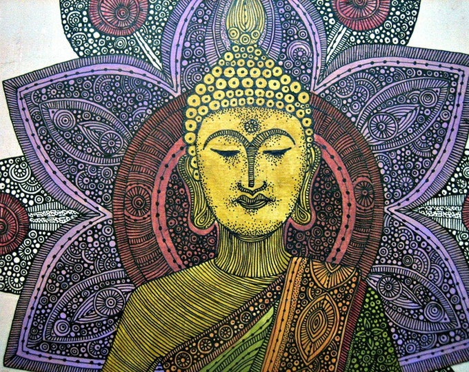 Sitting Buddha Original Painting on Canvas - Etsy
