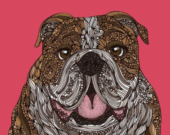 English Bulldog / Dog art/ Dog portrait / dog art print / pet / English bulldog print/ English bulldog lover / dog lover/ cute dog