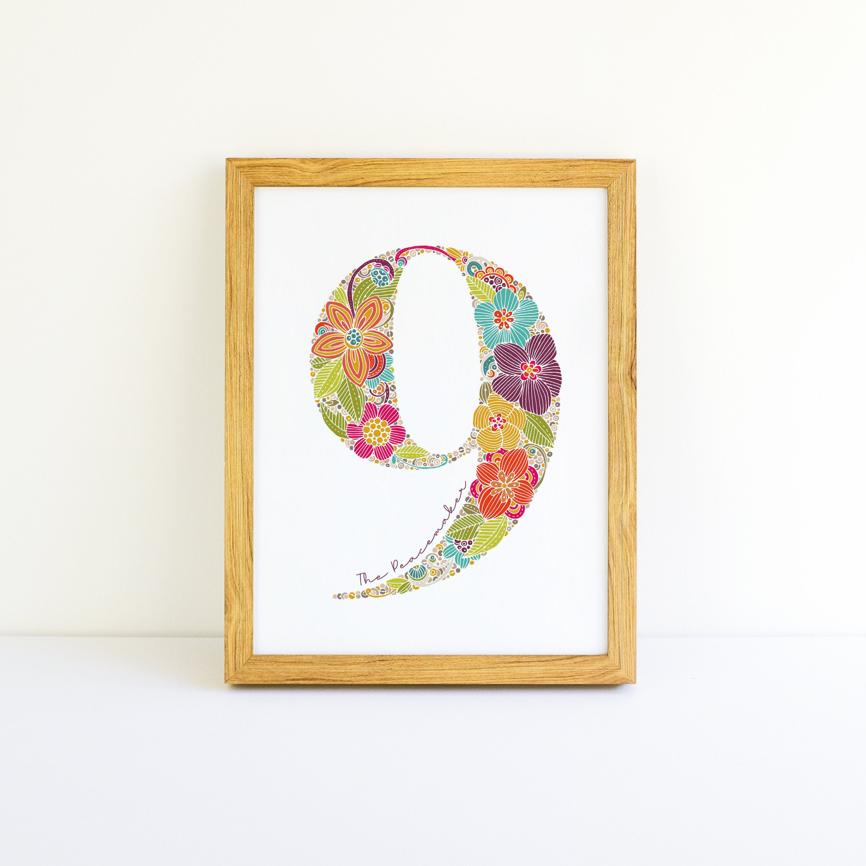 Enneagram Type 9 Art Print: the Peacemaker Floral Design - Etsy