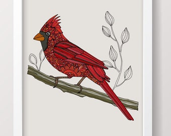 Jaclyn the cardinal - bird print, birding, bird watching, nature, home decor, art decor