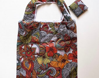 Reusable shopping bags - Ava - grocery bags - Foldable Bag - lightweight material - washable bags - colorful patterns - nylon bag