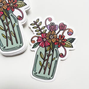 Jar with Flower, Vinyl Sticker, Small sticker, Laptop Sticker, Water Bottle Sticker
