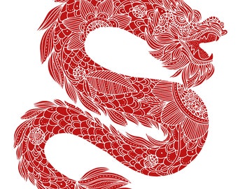 Red Dragon Year 2024 Print: Chinese Zodiac Wall Art (8x10 Inches)