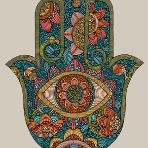 Hamsa Art Print: Floral Doodle Wall Decor (8x10 inches)
