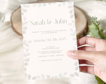 Editable Eucalyptus Wedding Invitation | Canva Template | Instant Download | Rustic Botanical Wedding Stationery UK