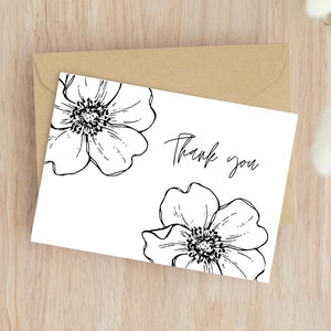 Lot de 5 cartes florales de remerciement - v.2