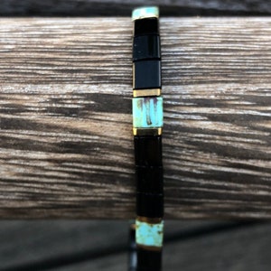 Black Sea - Colorful Tila Tile Stretch Bracelet