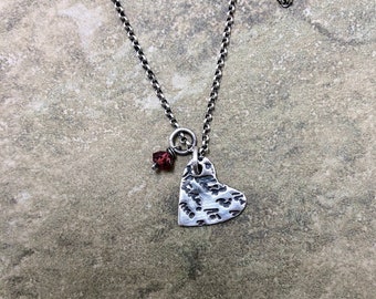 Amour - Garnet, Fine and Sterling Silver Necklace