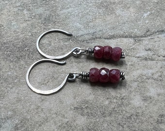 Ruby Red - Ruby and Sterling Silver Earrings