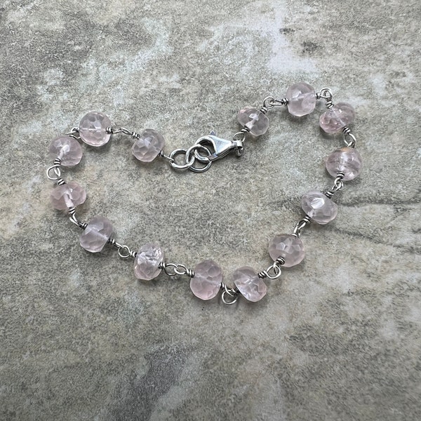 Rosewater - Rose Quartz and Sterling Silver Bracelet