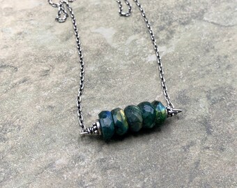 Aurora - Green Labradorite and Sterling Silver Necklace