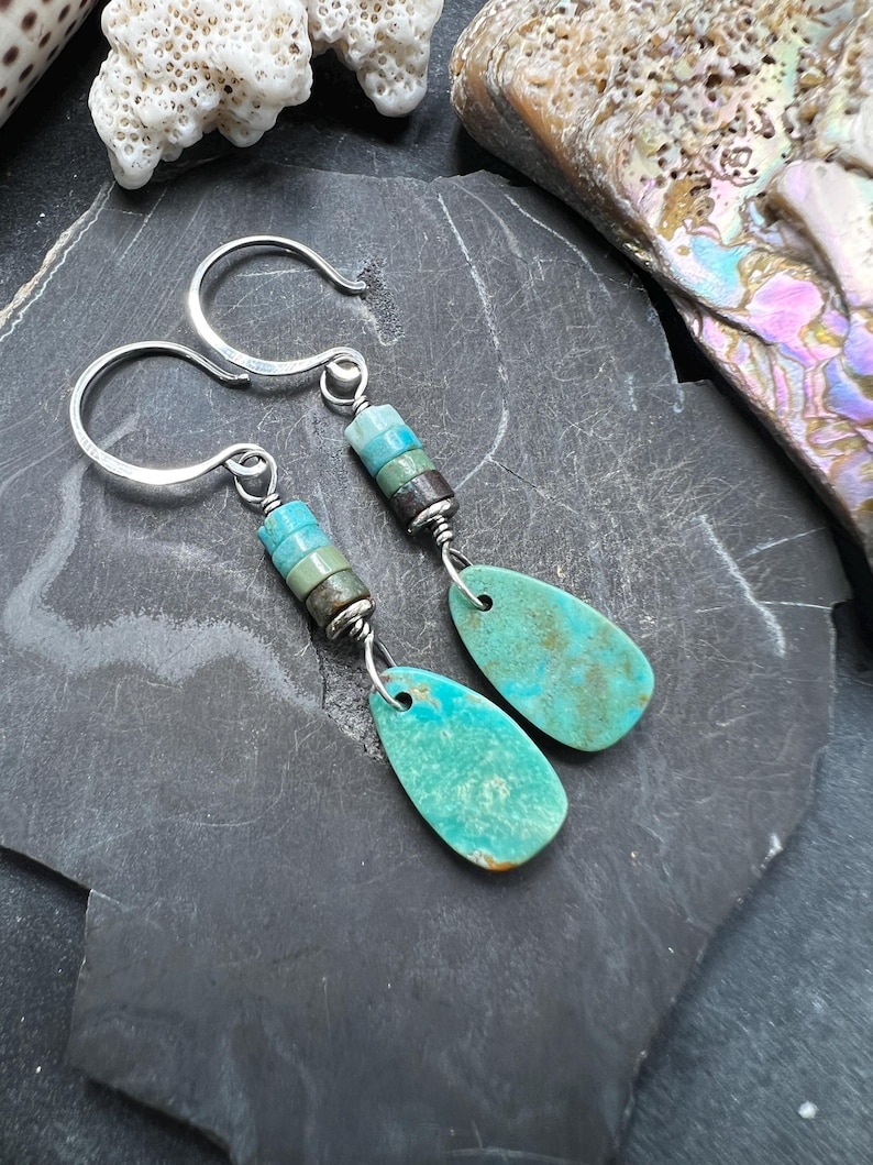 Turquoise Ear Stack Rune - Turquoise and Sterling Silver Earrings - Etsy UK