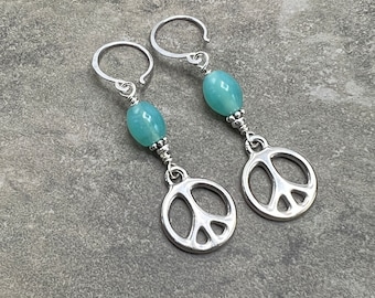 Peace and Love - Vintage Glass and Sterling Silver Earrings
