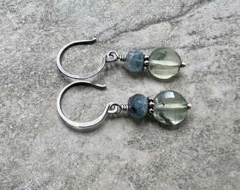 Blue Grass - Prehnite, Kyanite and Sterling Silver Earrings