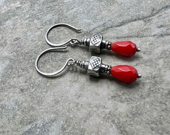 Spirit - Coral and Sterling Silver Earrings