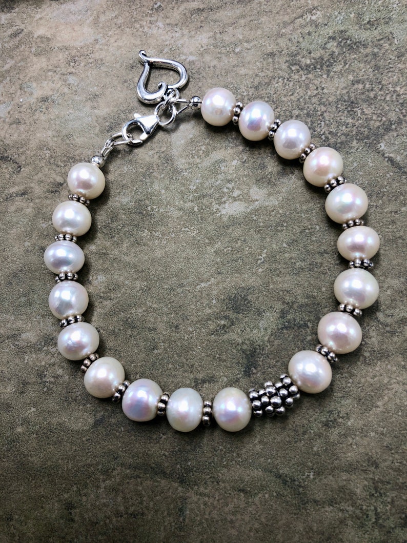 Freshwater Pearl and Sterling Silver Bracelet Moonlight Love