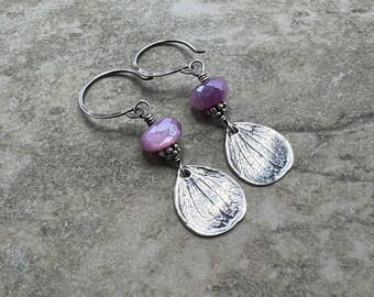 Plum Petals - Purple Moonstone and Sterling Silver Earrings