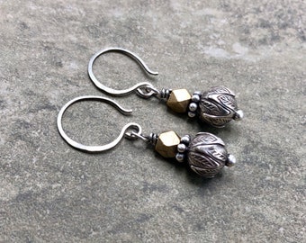 Lotus Pod - Hilltribe and Sterling Silver Earrings