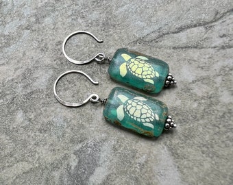 Honu - Pendientes Picasso de cristal checo y plata de ley